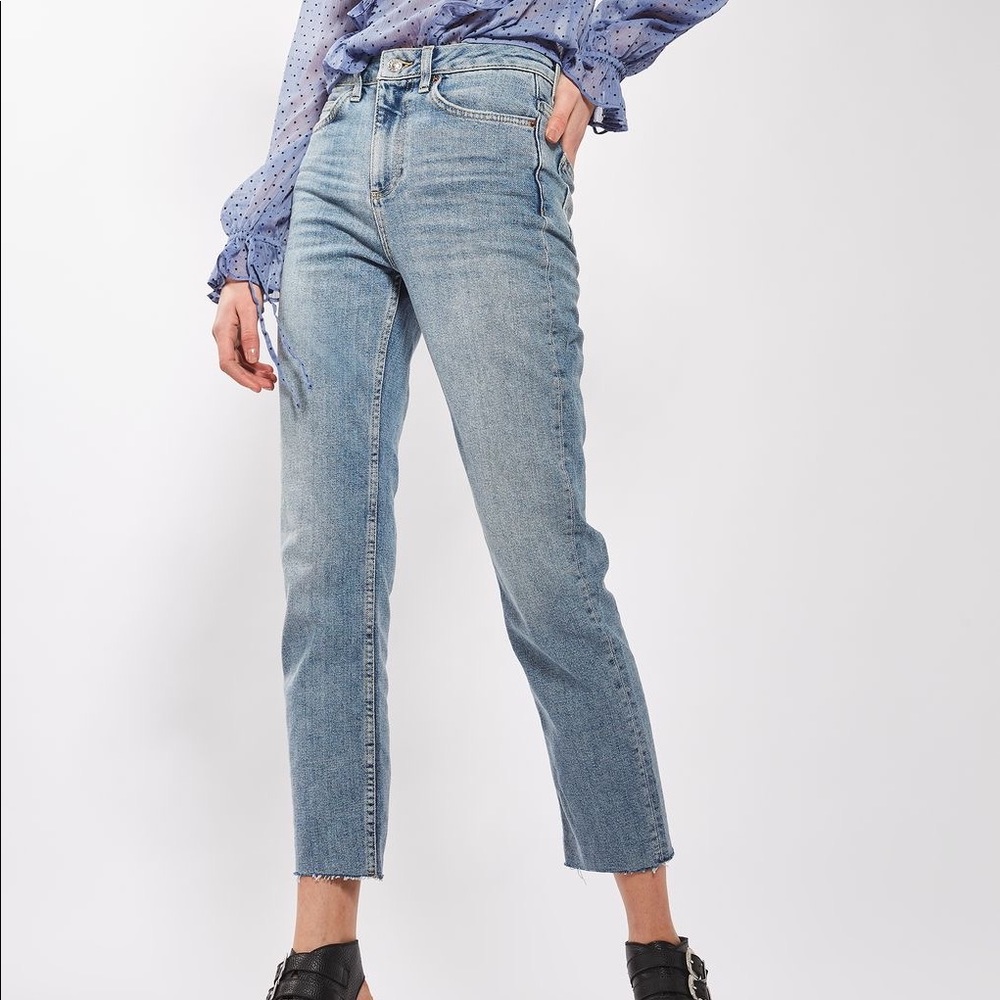 Topshop Light Blue Straight Leg Jeans